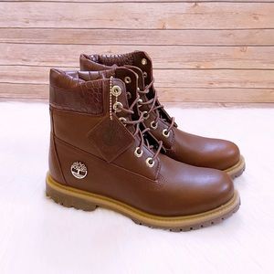 Timberland Women’s Premium 6 Inch Waterproof Safari Crocodile Brown Boots
